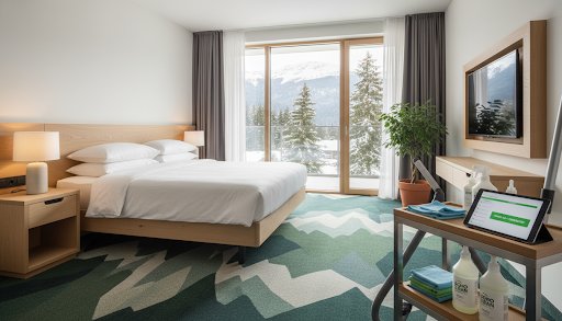 Hotelzimmer mit sauberem Teppich