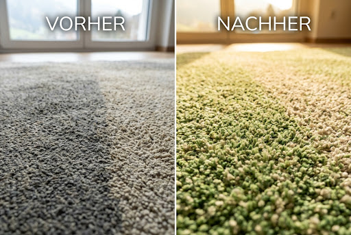 Vorher/Nachher Flor-Aufrichtung